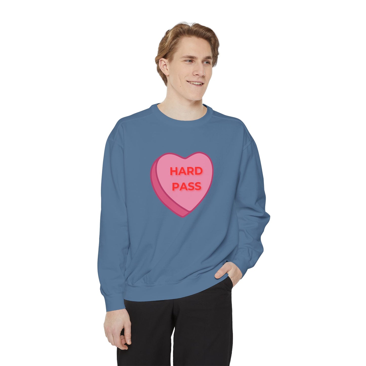 Hard Pass Candy Heart Color Blast Sweatshirt