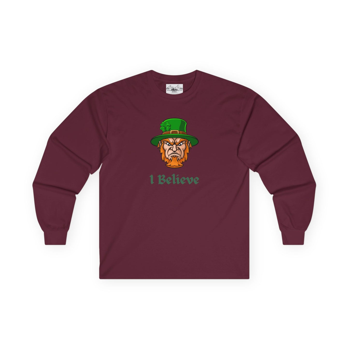 "I Believe" Long Sleeve Graphic Tee – Vintage Leprechaun Illustration