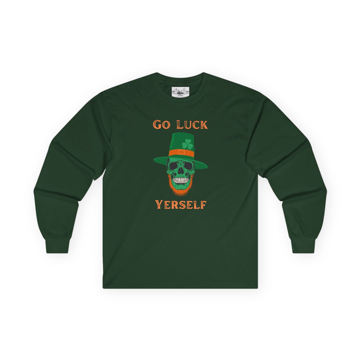 "Go Luck Yerself" Long Sleeve Tee – Emerald Skull Graphic