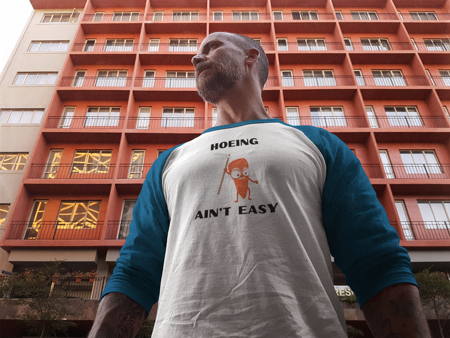Hoeing Ain’t Easy – 3/4 Sleeve Baseball Tee