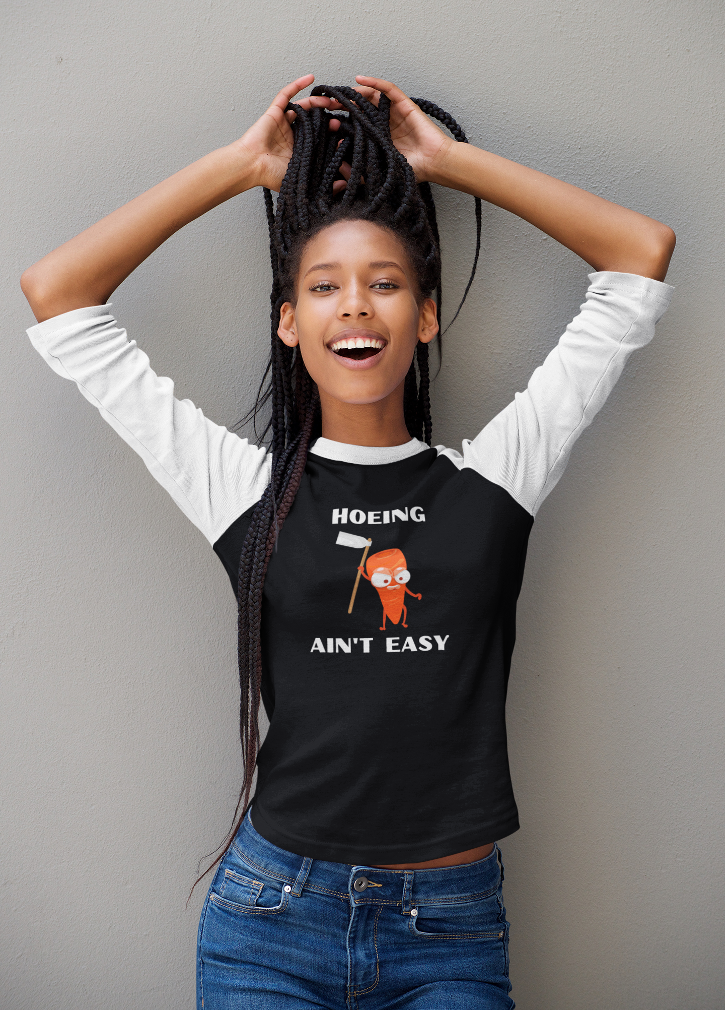 Hoeing Ain’t Easy – 3/4 Sleeve Baseball Tee