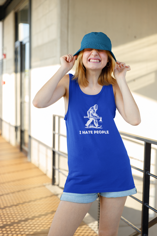 Bigfoot with Axe – "I Hate People" Racerback Tank