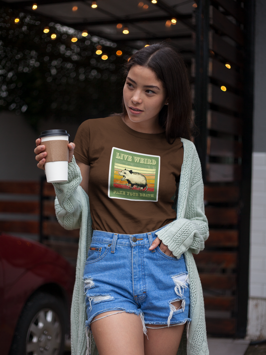 Live Weird, Fake Your Death – Angry Possum T-Shirt