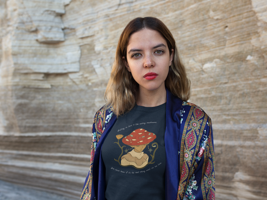 Falling in Love Is Like Eating Mushrooms – Mushroom Woman Unisex Softstyle T-Shirt