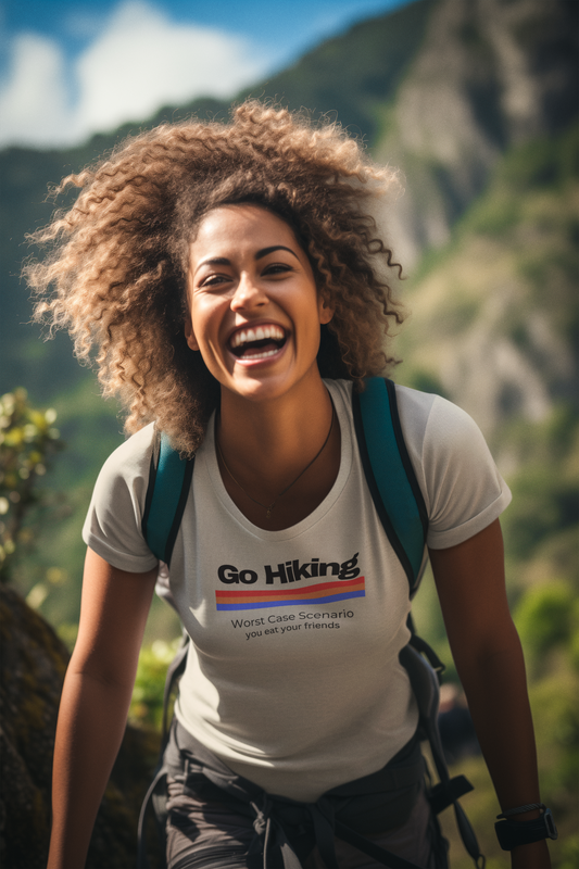 Go Hiking – Worst Case Scenario You Eat Your Friends | Retro Unisex Softstyle T-Shirt