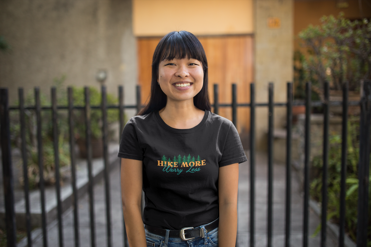 Hike More Worry Less | Retro Pine Trees Unisex Softstyle T-Shirt