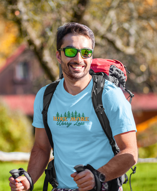 Hike More Worry Less | Retro Pine Trees Unisex Softstyle T-Shirt