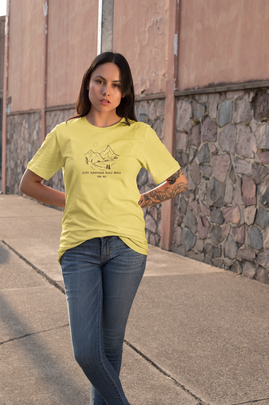 Just Another Half Mile or So | Minimalist Mountain Scene Unisex Softstyle T-Shirt