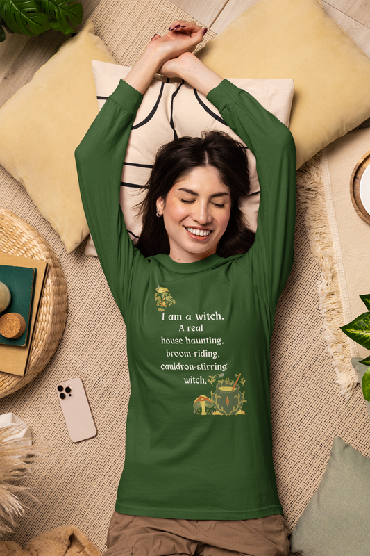 The Real Witch Cauldron & Broom Unisex Long Sleeve T-Shirt