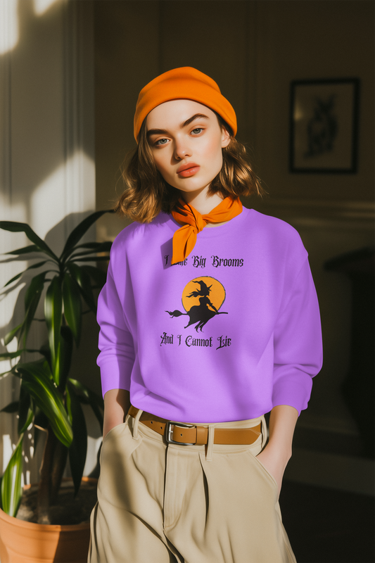 "I Like Big Brooms" Gothic Witch Unisex Garment-Dyed Sweatshirt