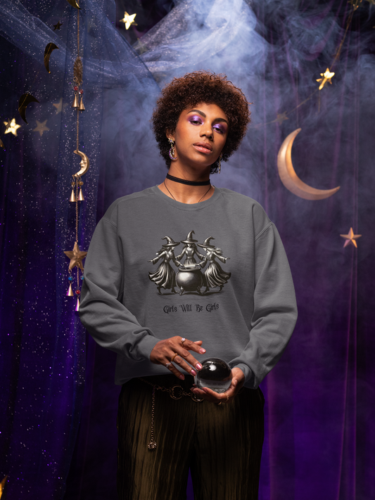 "Girls Will Be Girls" Witches Unisex Crewneck Sweatshirt