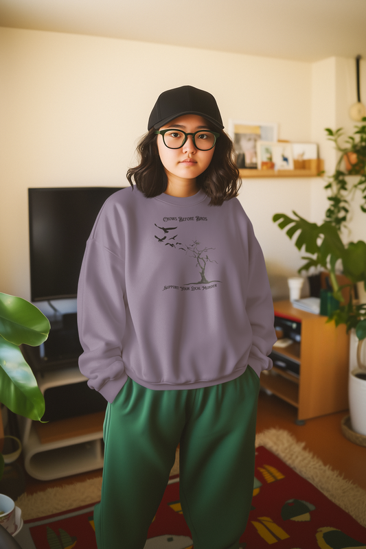 "Crows Before Bros" Unisex Midweight Fleece Crewneck Sweatshirt