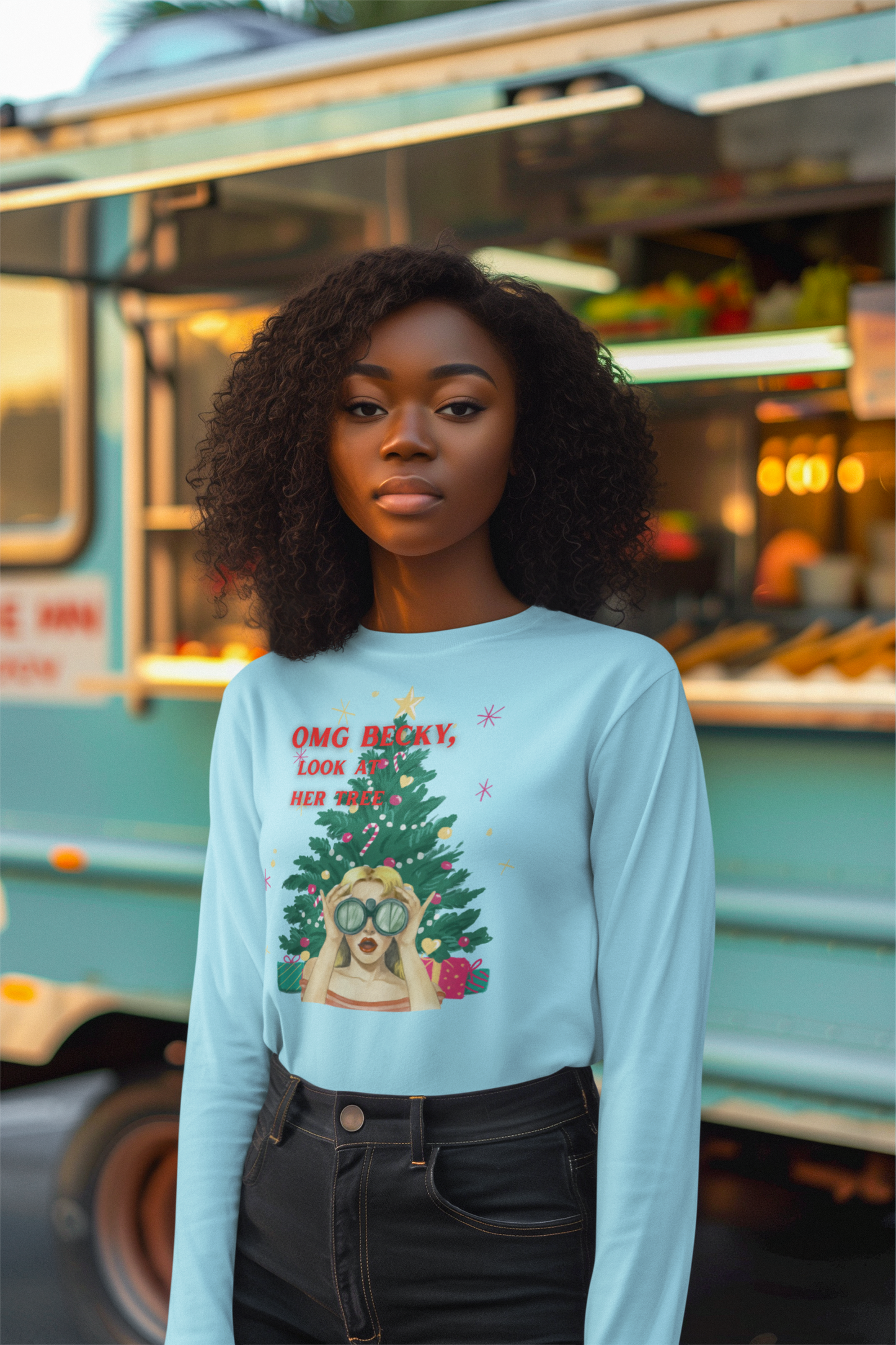 OMG Becky, Look at Her Tree - Cozy Long-Sleeve Holiday Rap Tee