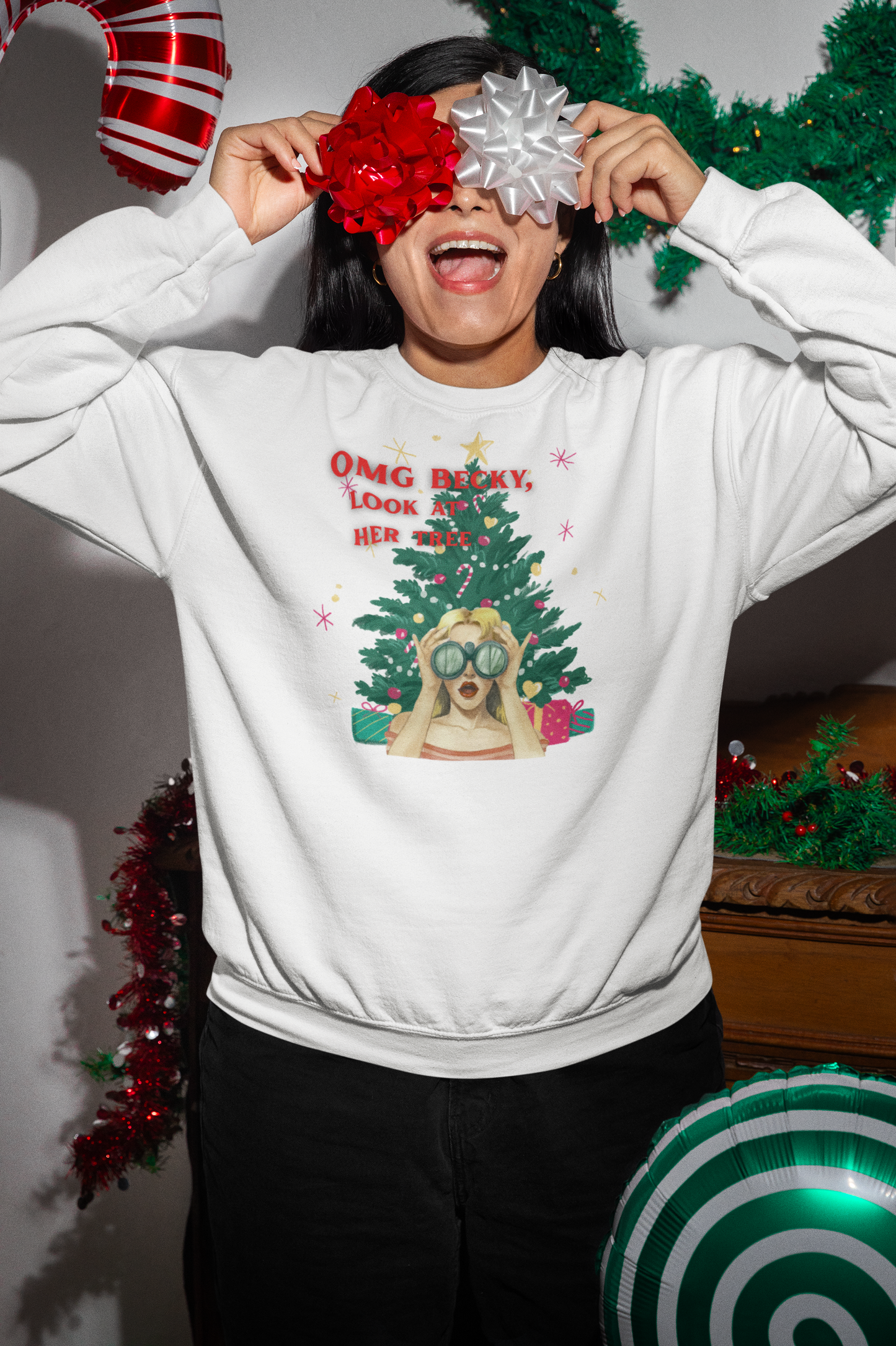OMG Becky, Look at Her Tree - Vintage Nostalgia Crewneck Sweatshirt