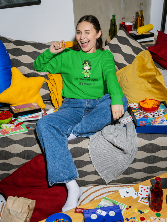 "I'll Shenan Again" Long Sleeve Tee – Playful Irish Girl Graphic