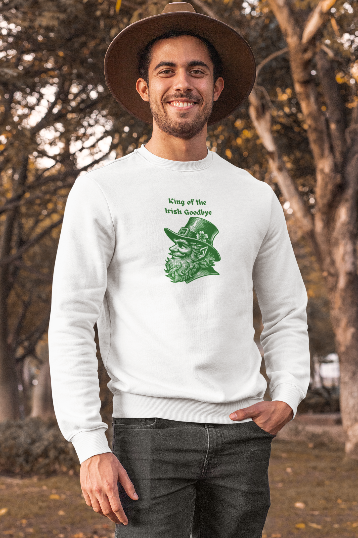 "King of the Irish Goodbye" Relaxed Fit Sweatshirt – Vintage Green Graphic