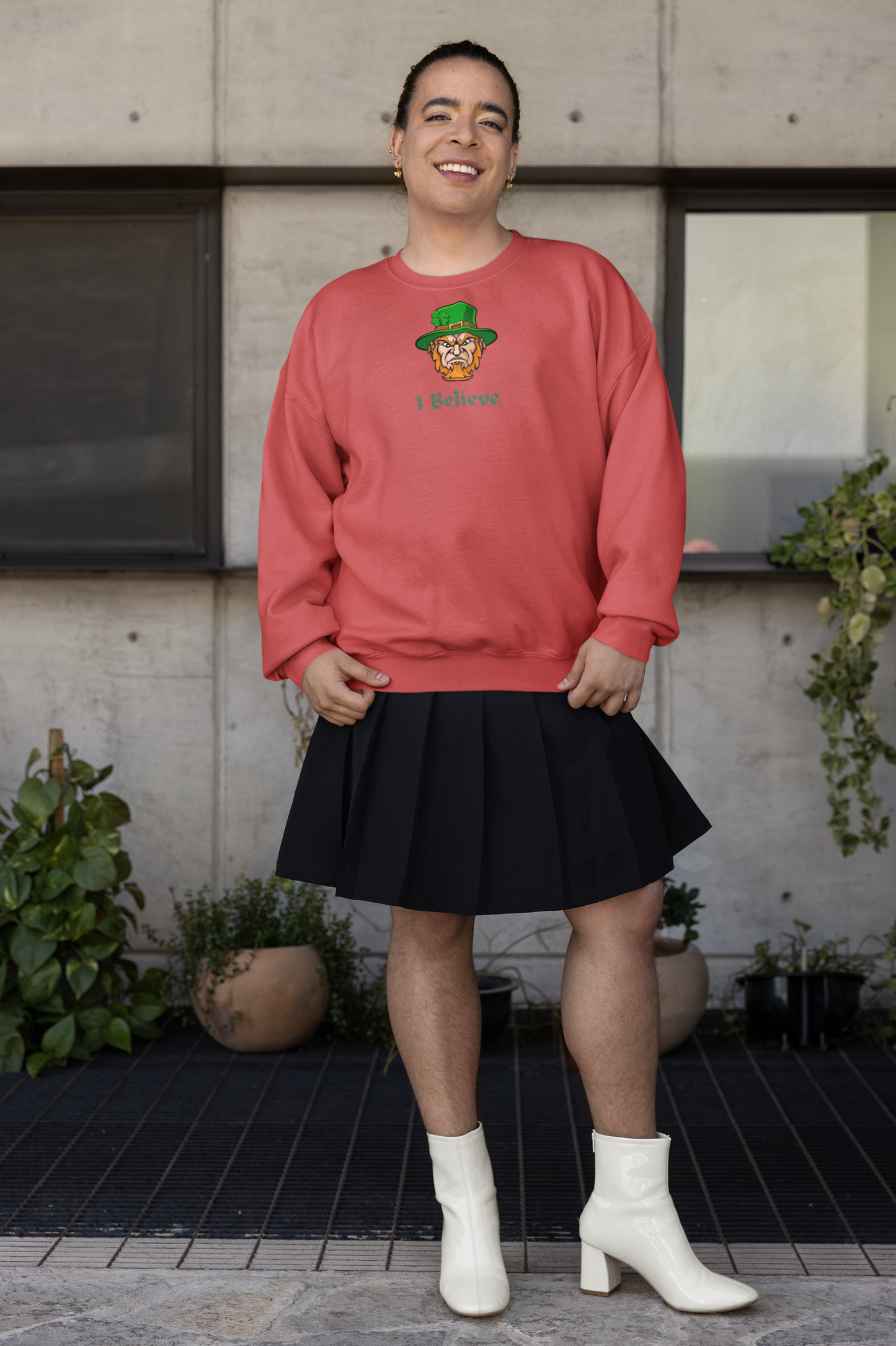 "I Believe" Relaxed Fit Sweatshirt – Bold Leprechaun Graphic