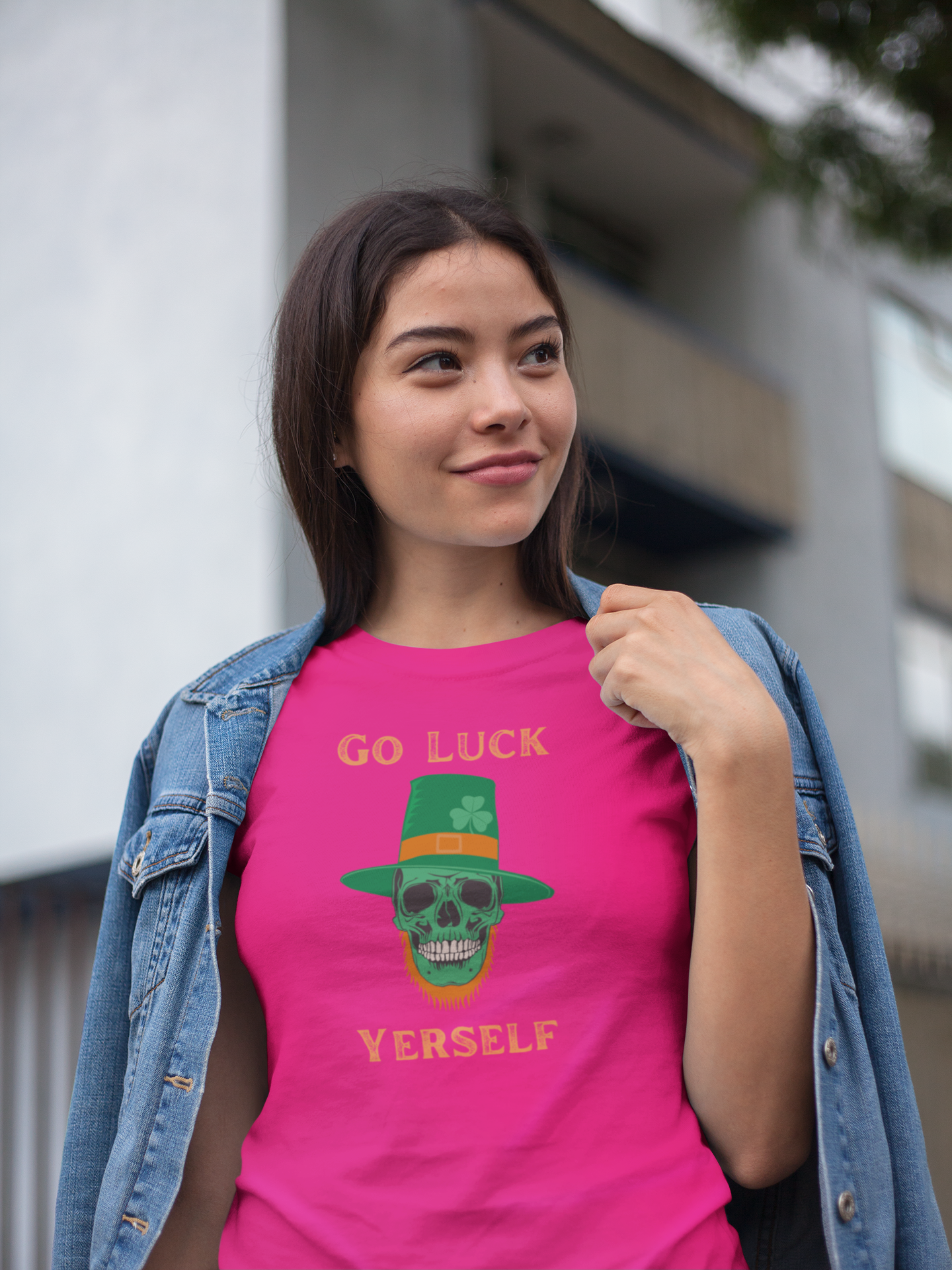 "Go Luck Yerself" Graphic Tee – Emerald Skull & Leprechaun Hat