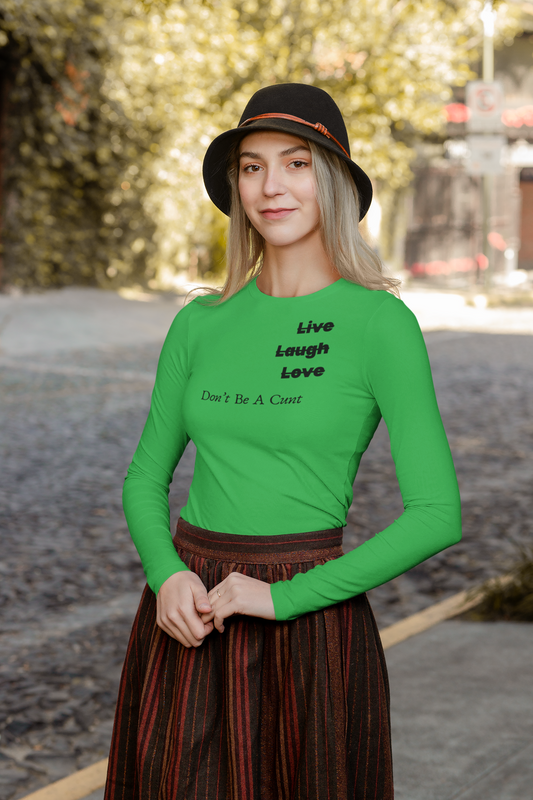 "Live / Laugh / Love" Subversive Long Sleeve Tee – Minimalist Humor