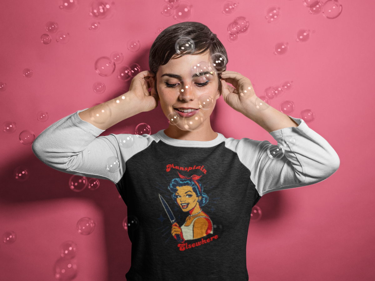 Mansplain Elsewhere 3/4 Sleeve Raglan Tee