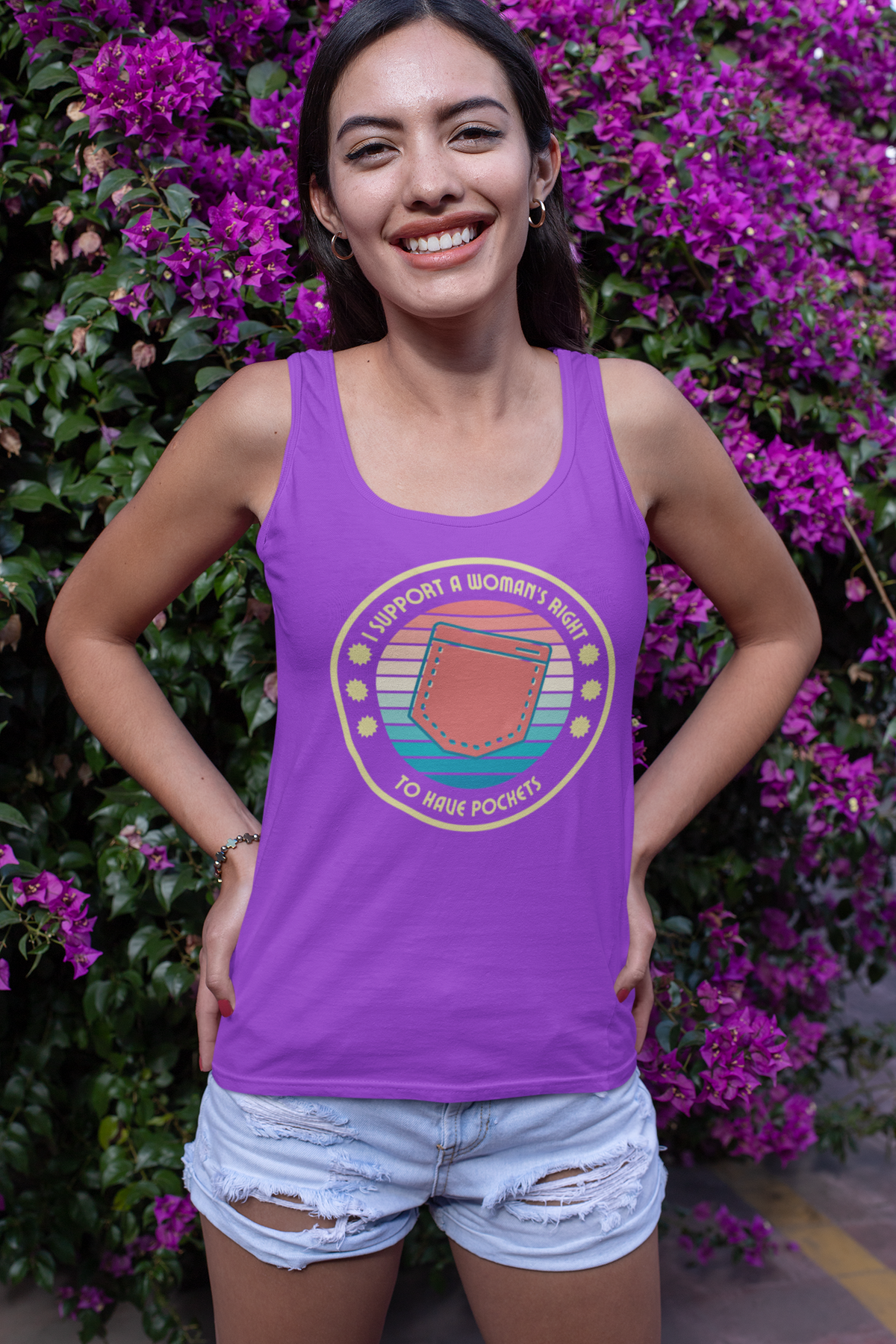 I Support a Woman’s Right to Have Pockets – Unisex Jersey Tank