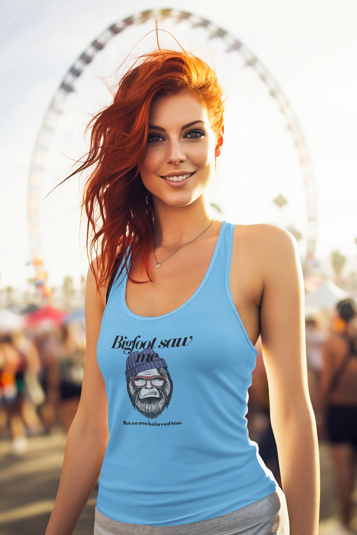 Bigfoot Saw Me But No One Believed Him Women's Racerback Tank
