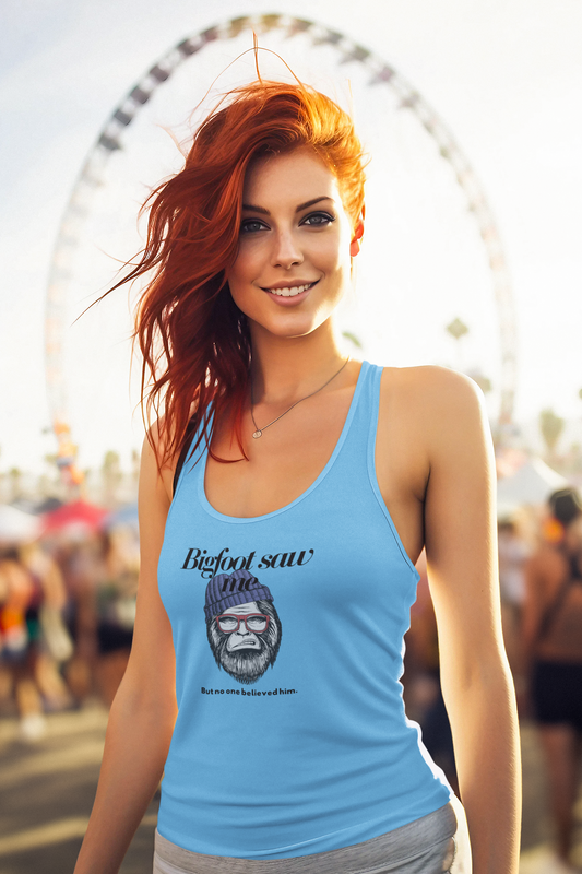 Bigfoot Saw Me But No One Believed Him Women's Racerback Tank