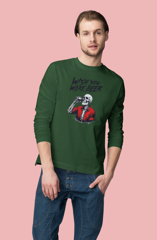 Wish You Were Beer – Funny Skeleton Long Sleeve Tee
