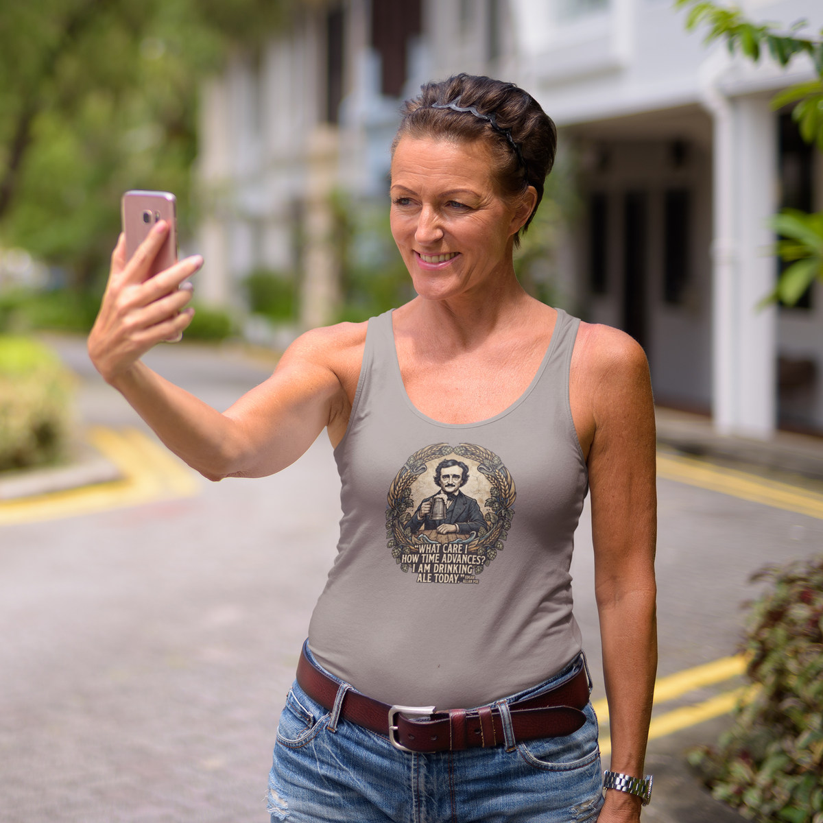 I Am Drinking Ale Today Edgar Allan Poe Women’s Racerback Tank