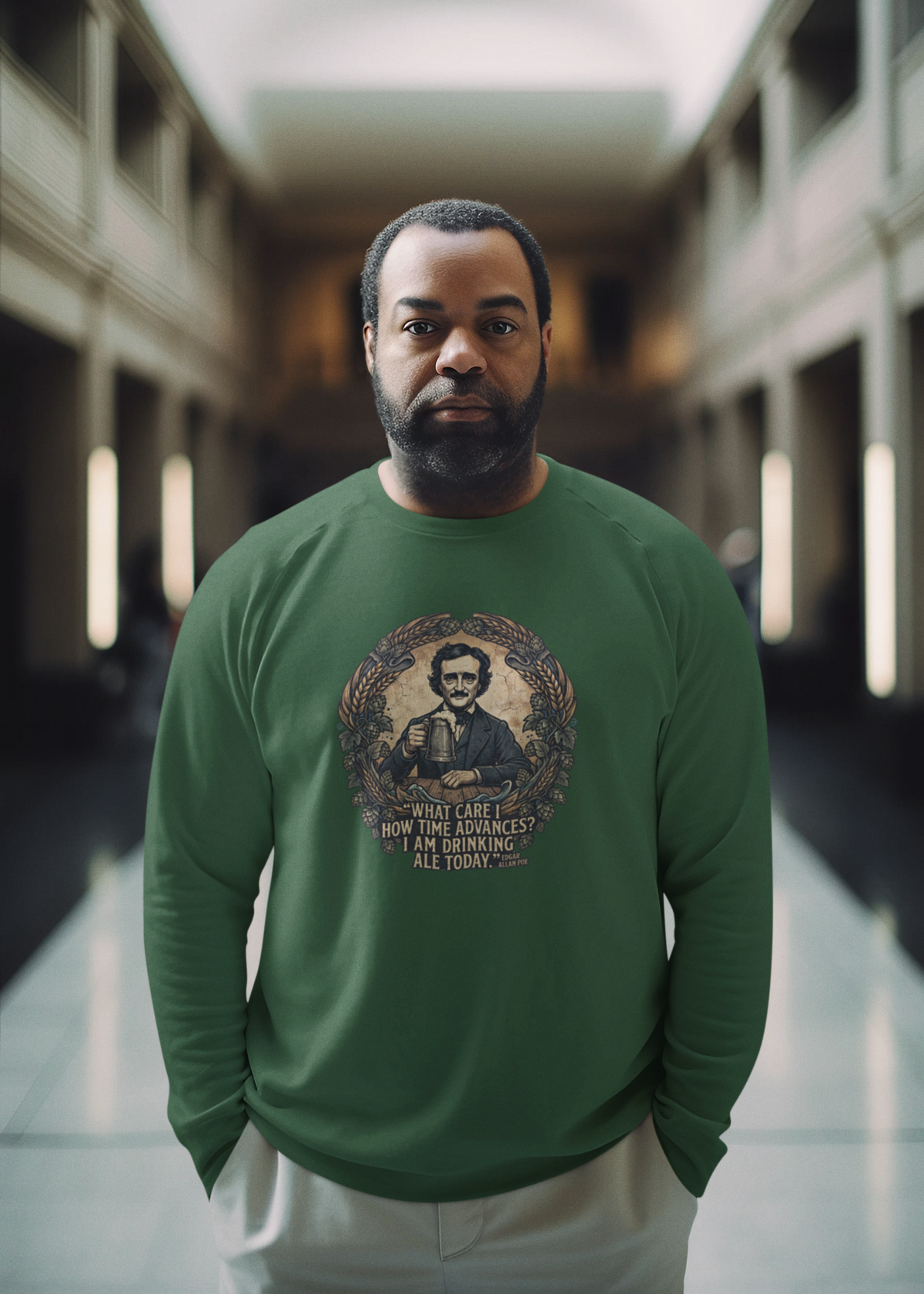 I Am Drinking Ale Today Edgar Allan Poe Crewneck Sweatshirt