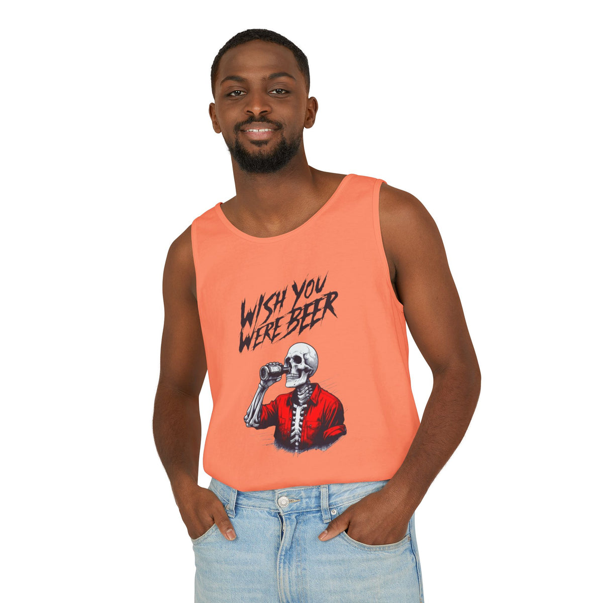 Wish You Were Beer – Funny Skeleton Tank Top