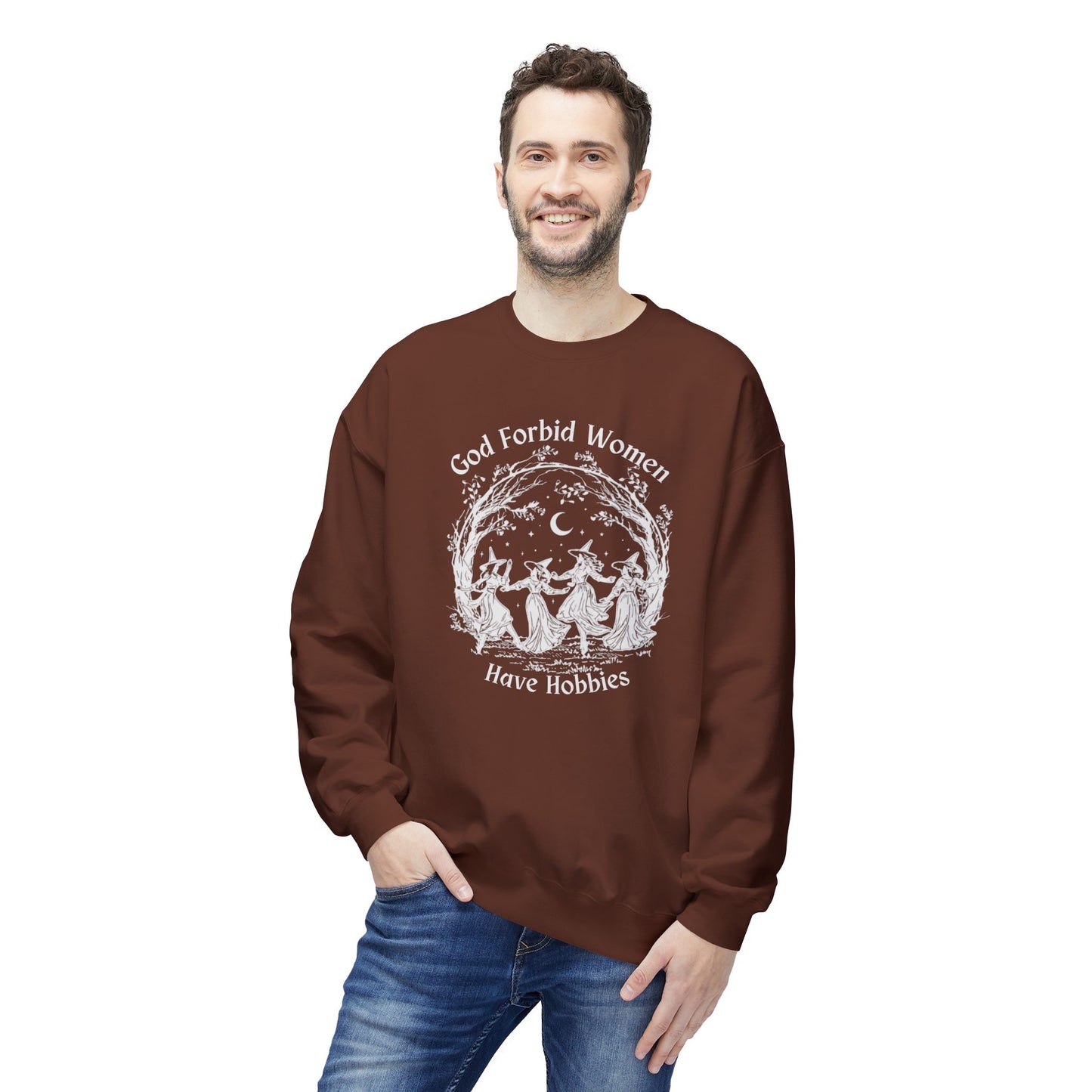 "God Forbid, Women Have Hobbies" Unisex Midweight Fleece Crewneck Sweatshirt