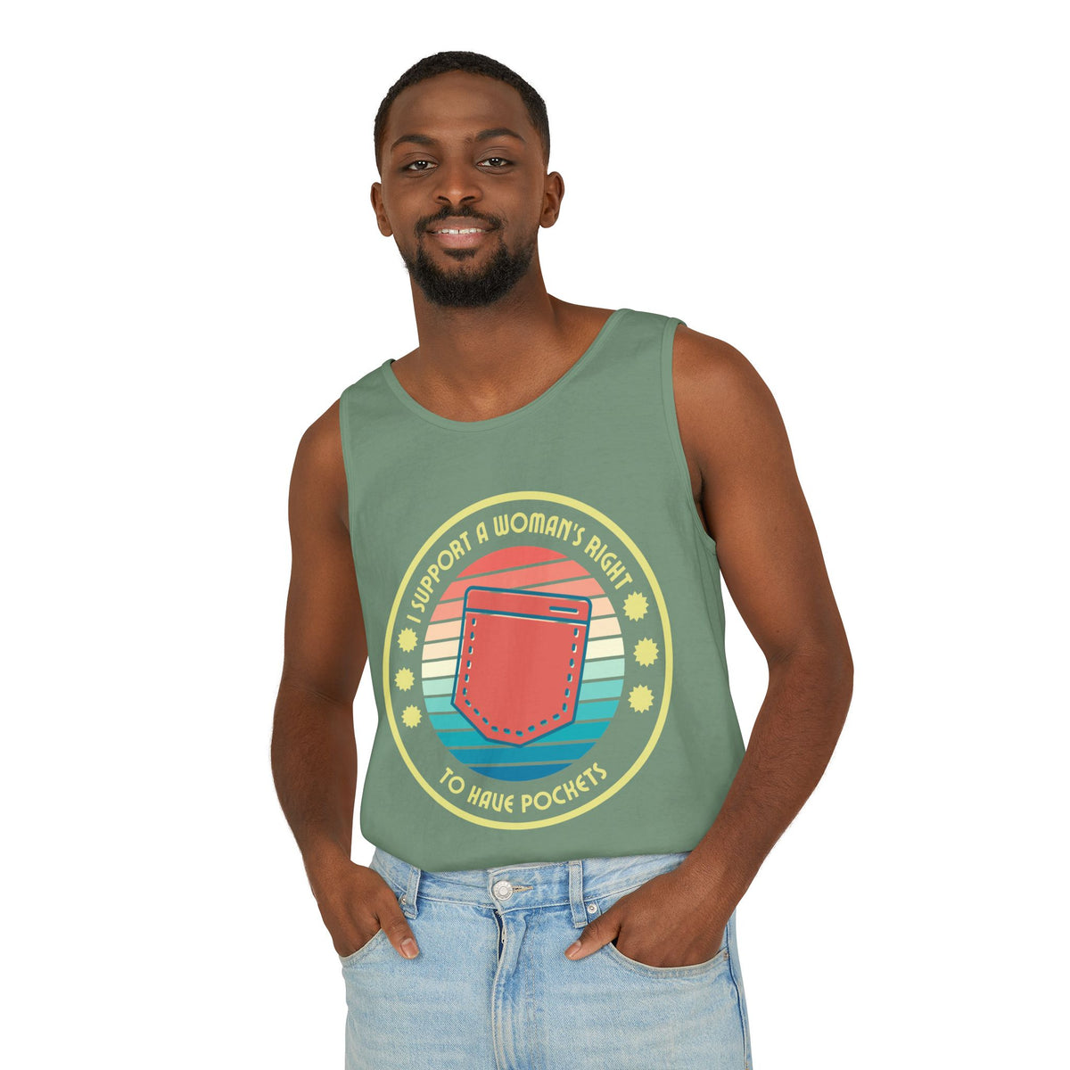 I Support a Woman’s Right to Have Pockets – Unisex Jersey Tank