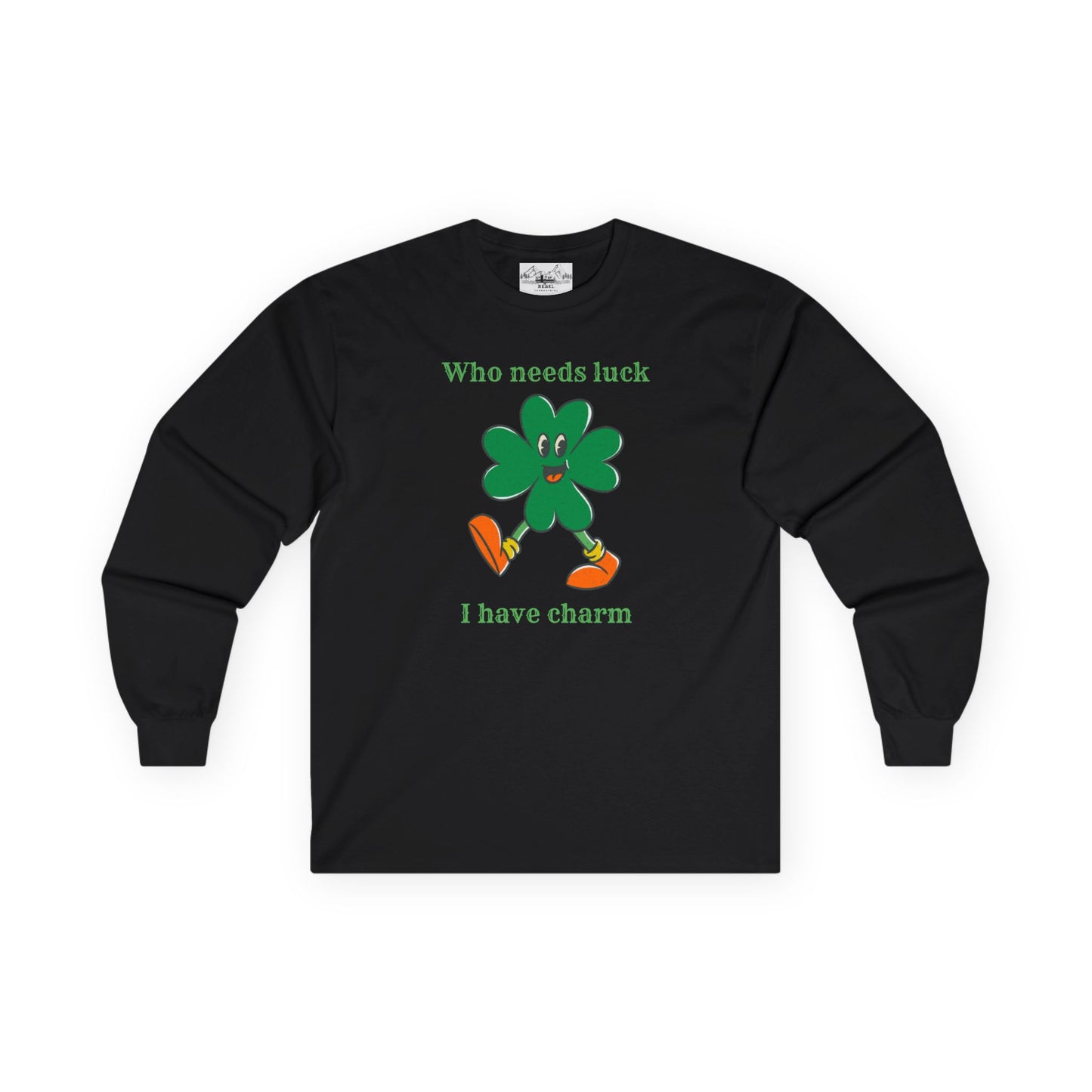 "I Have Charm" Long Sleeve Tee – Vintage Four-Leaf Character