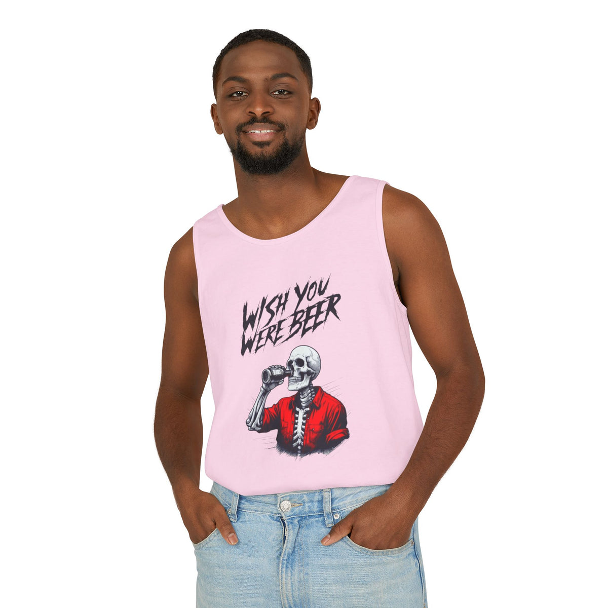 Wish You Were Beer – Funny Skeleton Tank Top