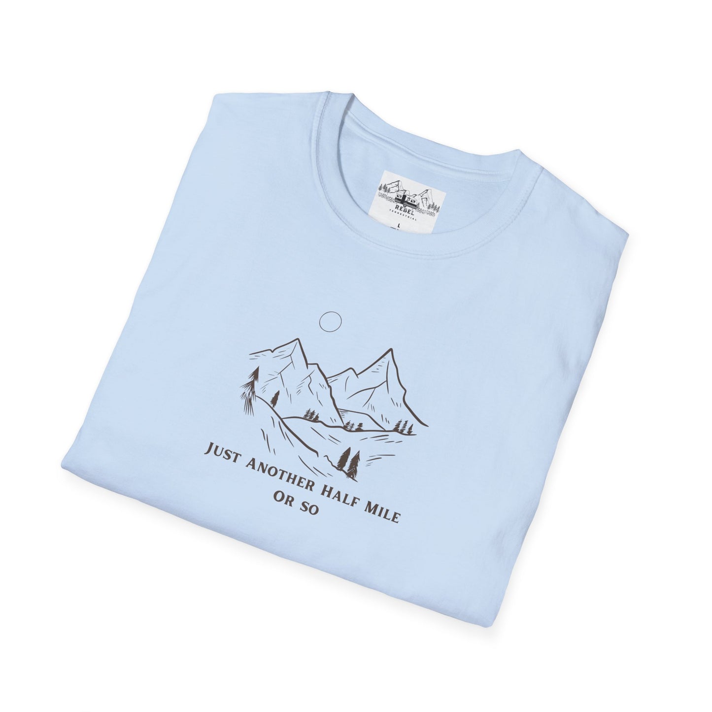 Just Another Half Mile or So | Minimalist Mountain Scene Unisex Softstyle T-Shirt