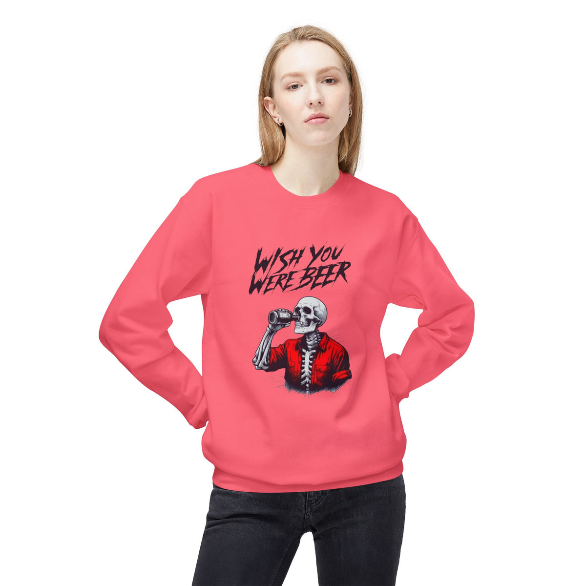 Wish You Were Beer – Skeleton Crewneck Sweatshirt
