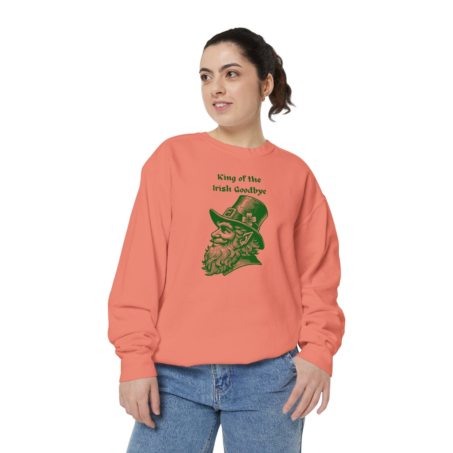 "King of the Irish Goodbye" Relaxed Fit Sweatshirt – Vintage Green Graphic