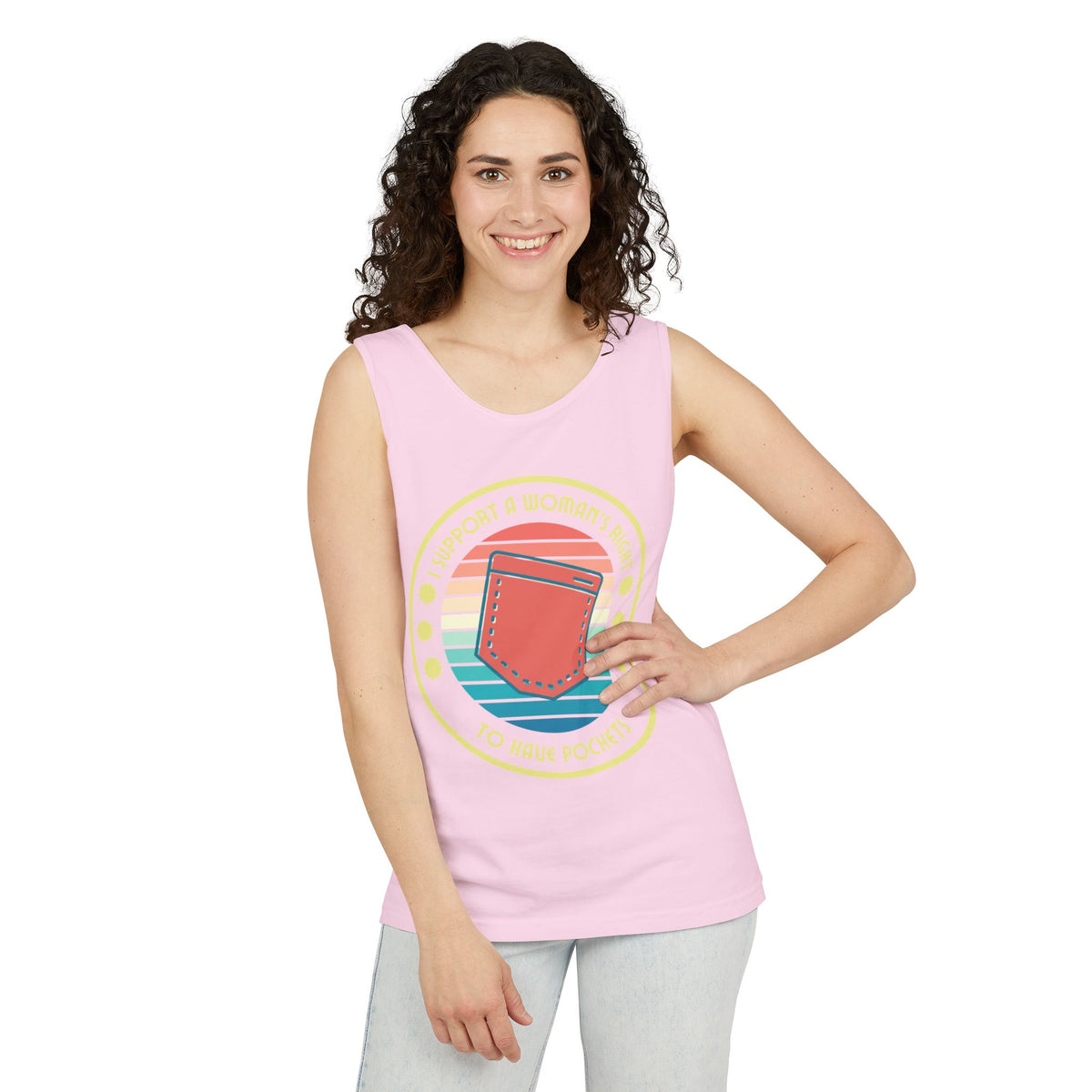I Support a Woman’s Right to Have Pockets – Unisex Jersey Tank