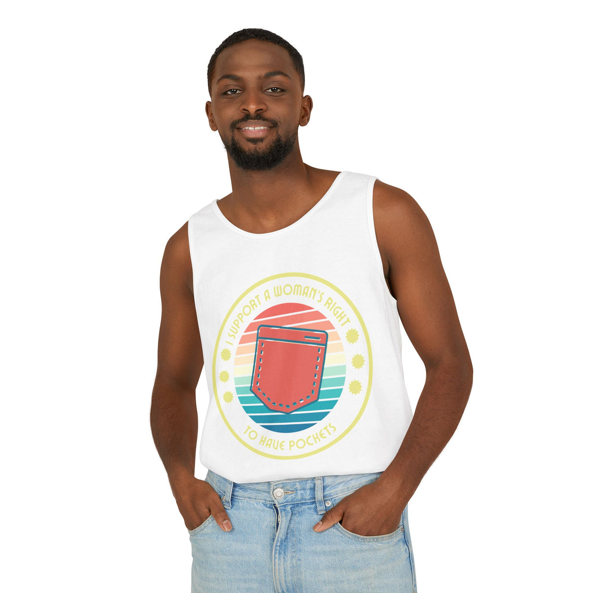 I Support a Woman’s Right to Have Pockets – Unisex Jersey Tank