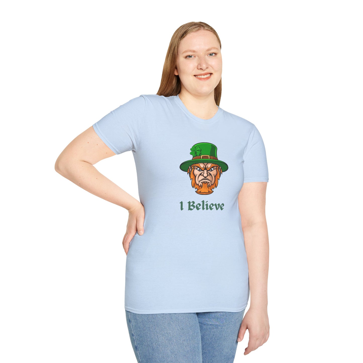 "I Believe" Angry Leprechaun Graphic Tee – Playful Celtic Spirit