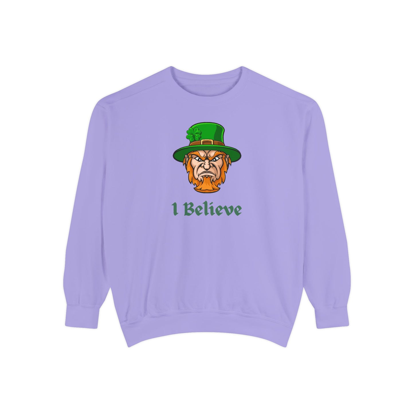"I Believe" Relaxed Fit Sweatshirt – Bold Leprechaun Graphic