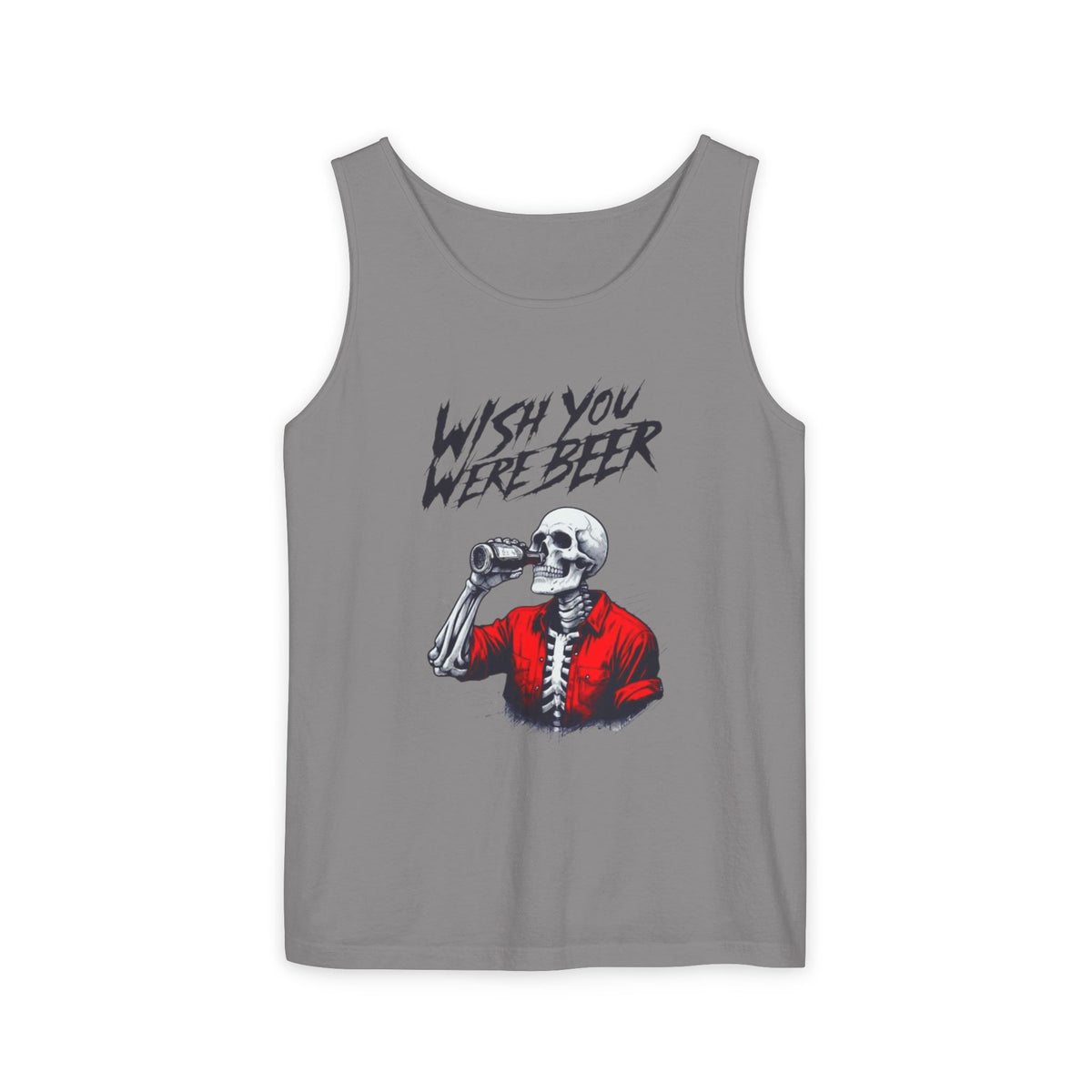 Wish You Were Beer – Funny Skeleton Tank Top