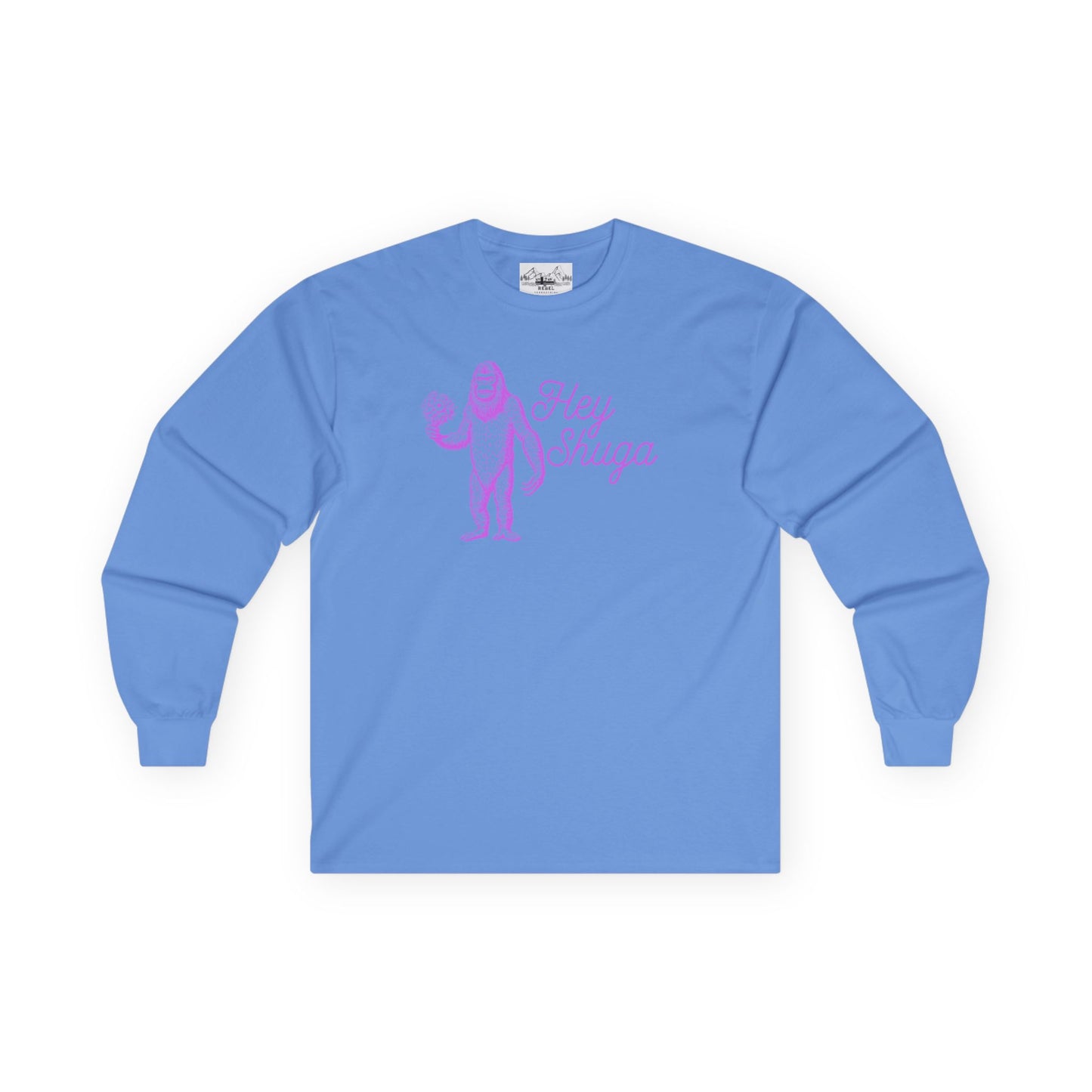Hey Shuga Long Sleeve Tee – Bigfoot with Flowers in Pink