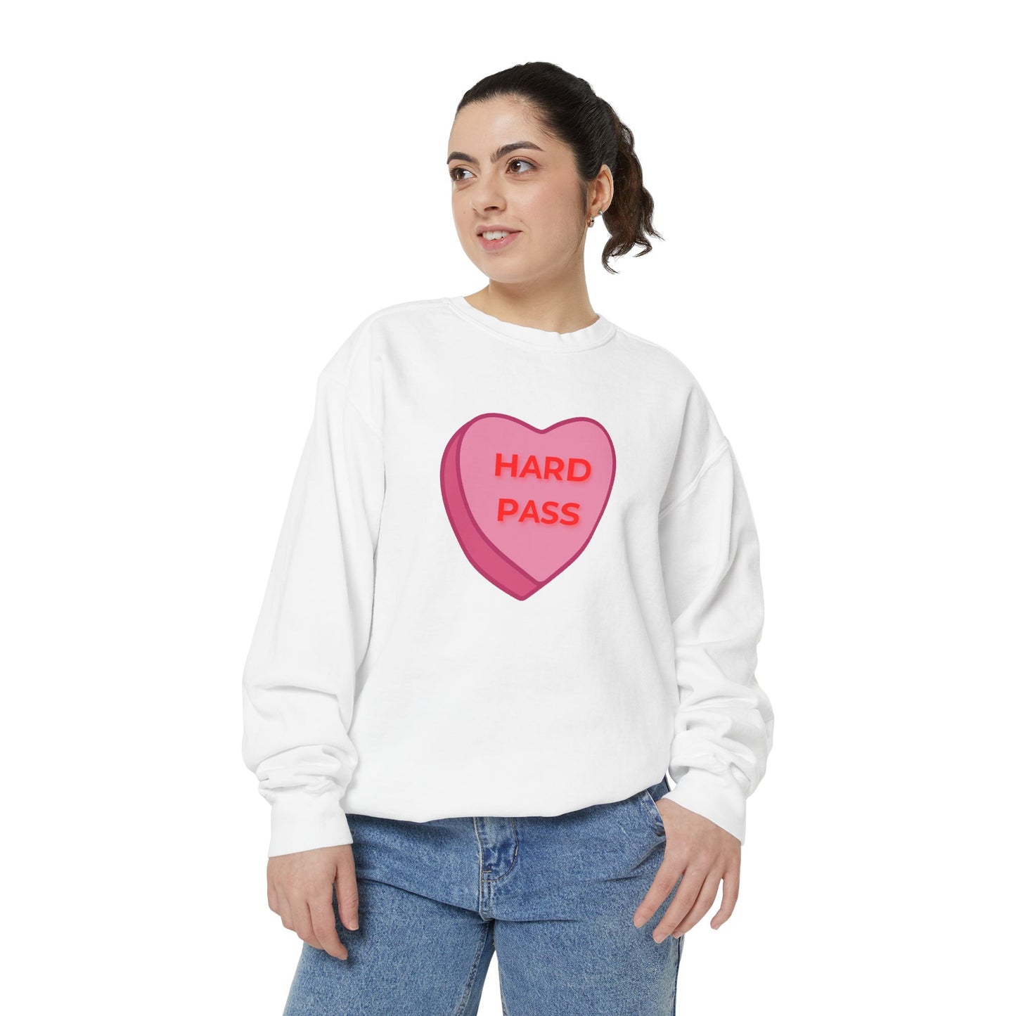 Hard Pass Candy Heart Color Blast Sweatshirt