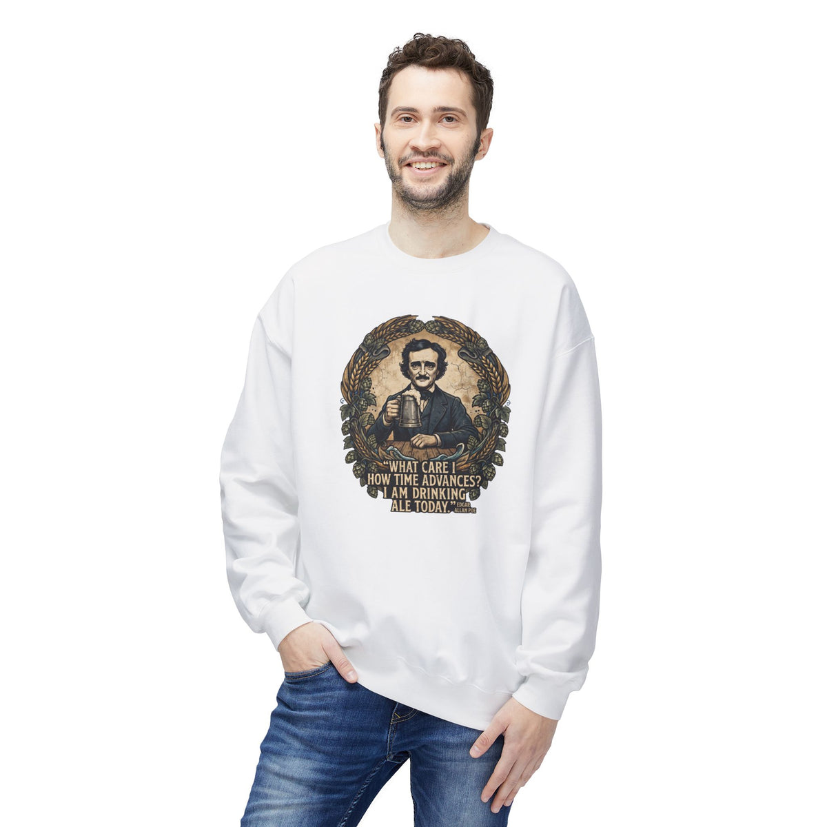 I Am Drinking Ale Today Edgar Allan Poe Crewneck Sweatshirt