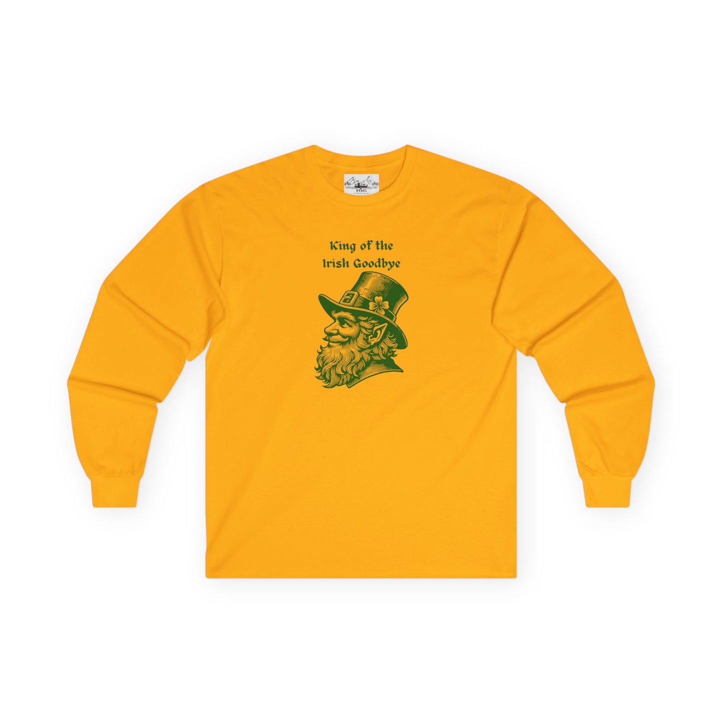 "King of the Irish Goodbye" Long Sleeve Tee – Hand-Drawn Leprechaun Graphic