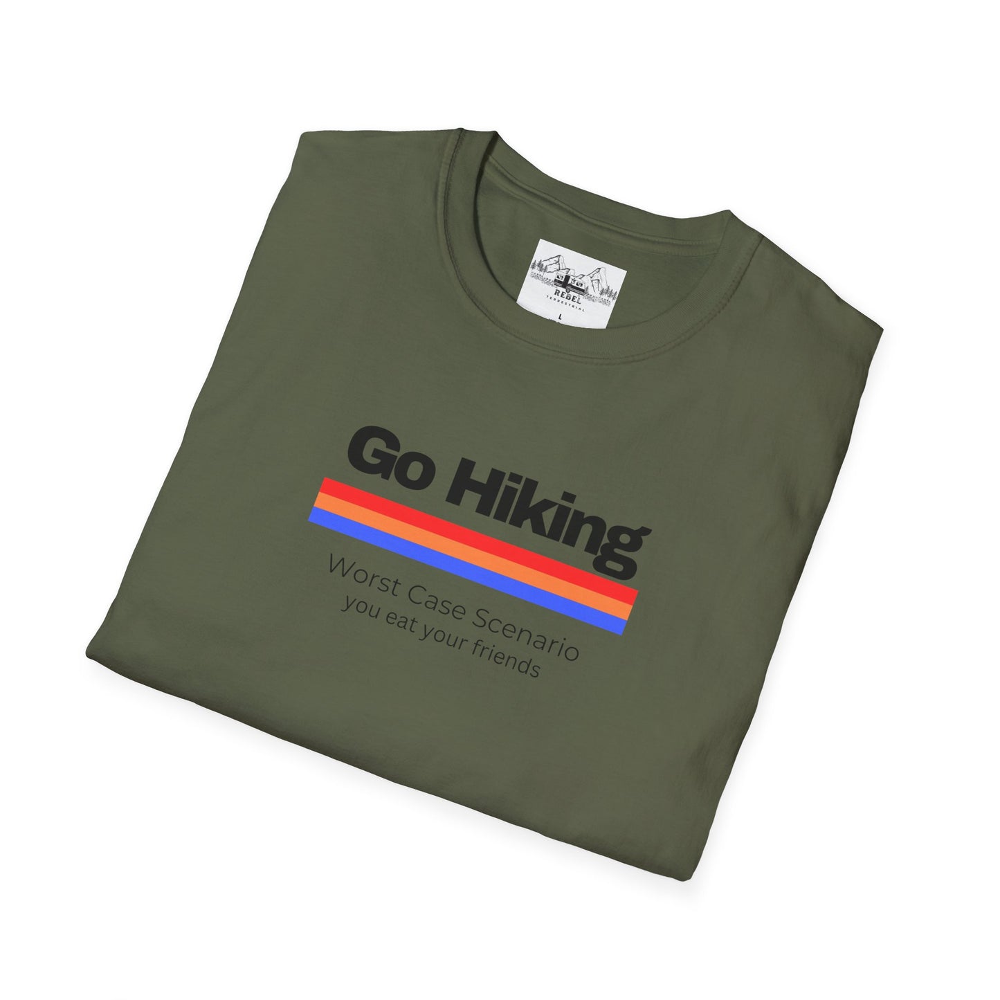 Go Hiking – Worst Case Scenario You Eat Your Friends | Retro Unisex Softstyle T-Shirt