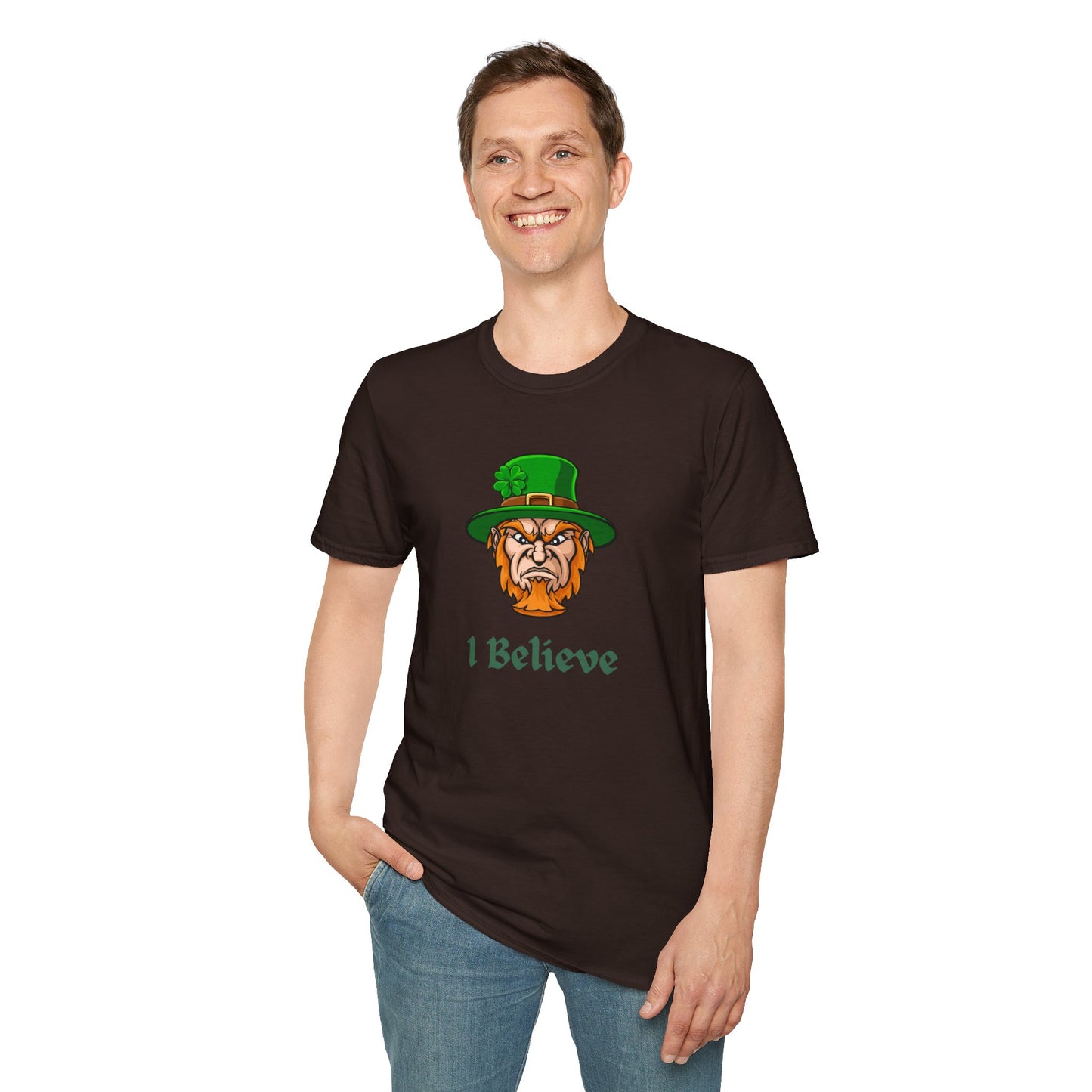 "I Believe" Angry Leprechaun Graphic Tee – Playful Celtic Spirit