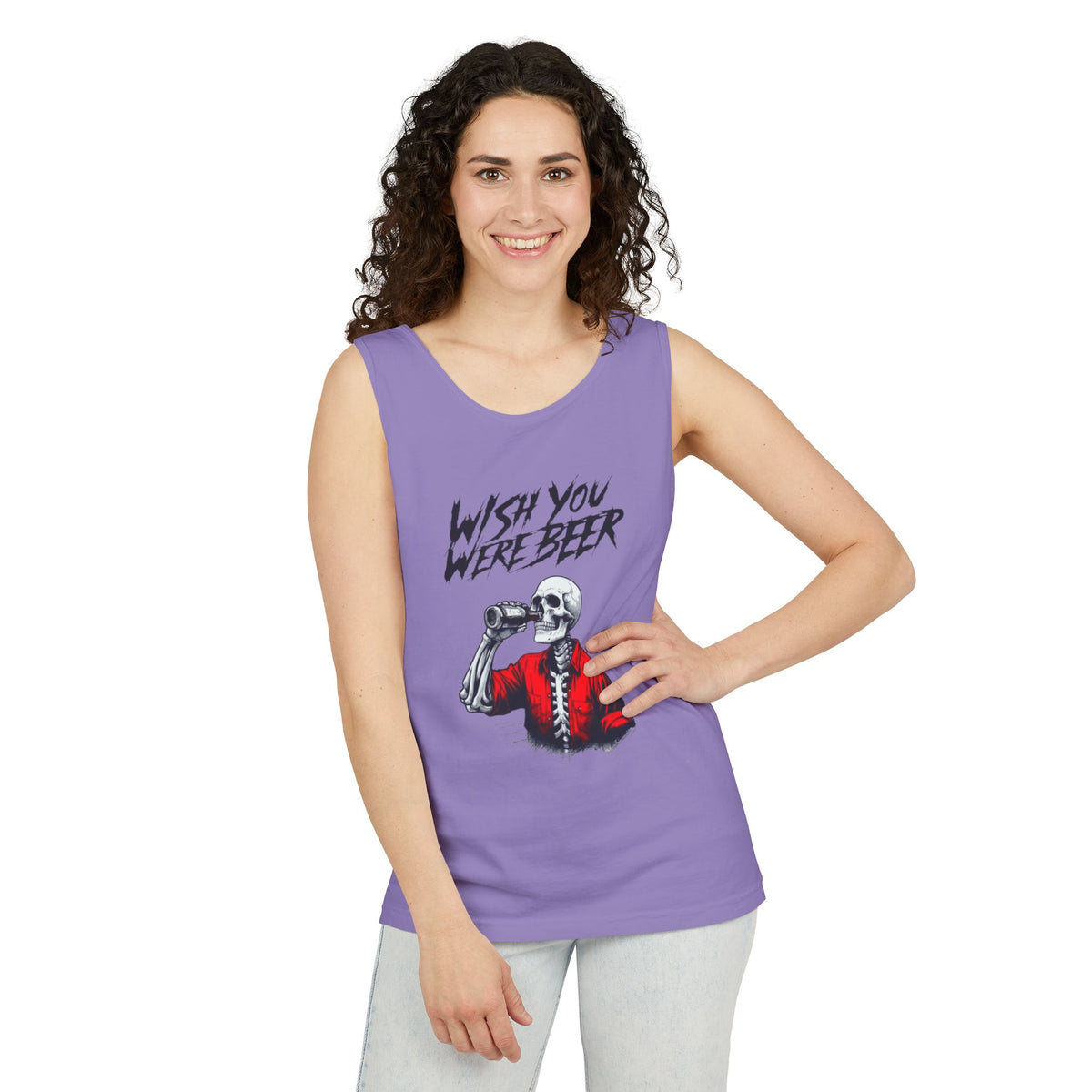 Wish You Were Beer – Funny Skeleton Tank Top